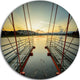 Wooden Piers For Boats In Spain, Seashore Photo Round Wall Art, 23"