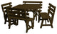 Pine 43" Square Table with Backed Benches, Coffee