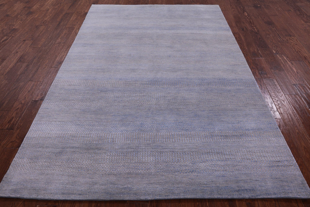 6' 1" X 9' 2" Savannah Grass Wool and Silk Hand Knotted Rug Q11416