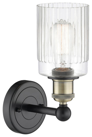 Hadley 1-Light 5" Sconce, Black Antique Brass Finish, Clear Shade
