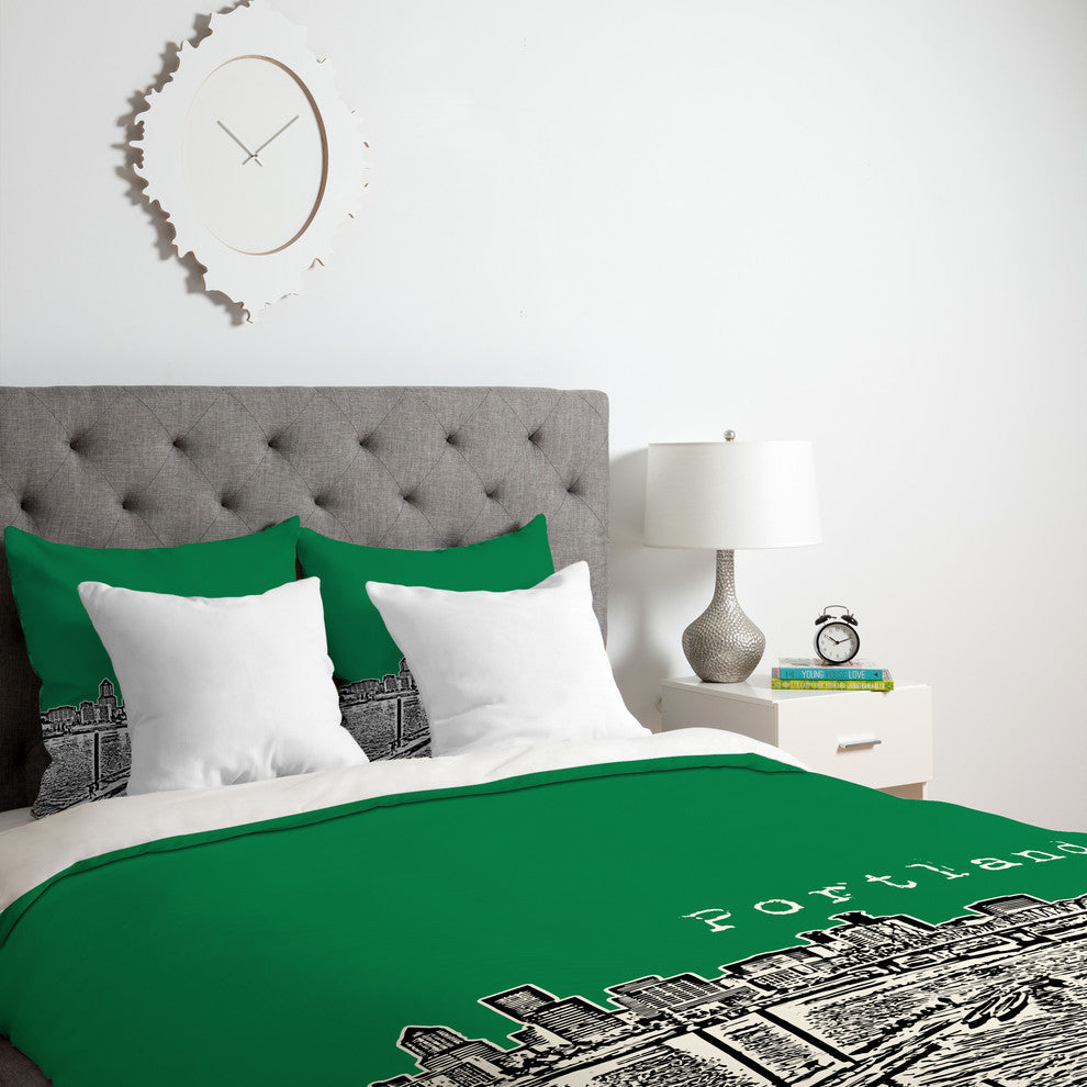 Deny Designs Bird Ave Portland Green Duvet Cover - Lightweight