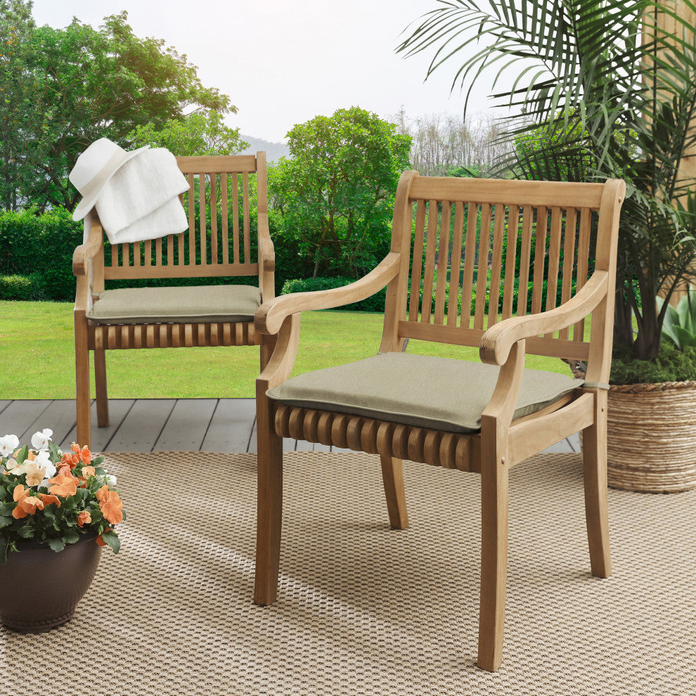 Beige Outdoor Corded Chair Pad Set, 19x16x2, Set of 2