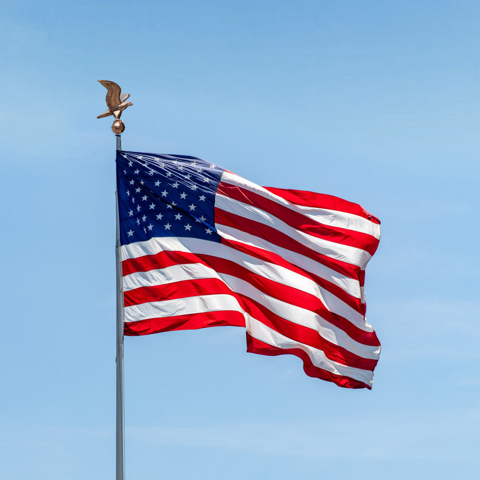 Pure Copper Eagle With Ball Flagpole Topper, 16" Wingspan, by Good Directions