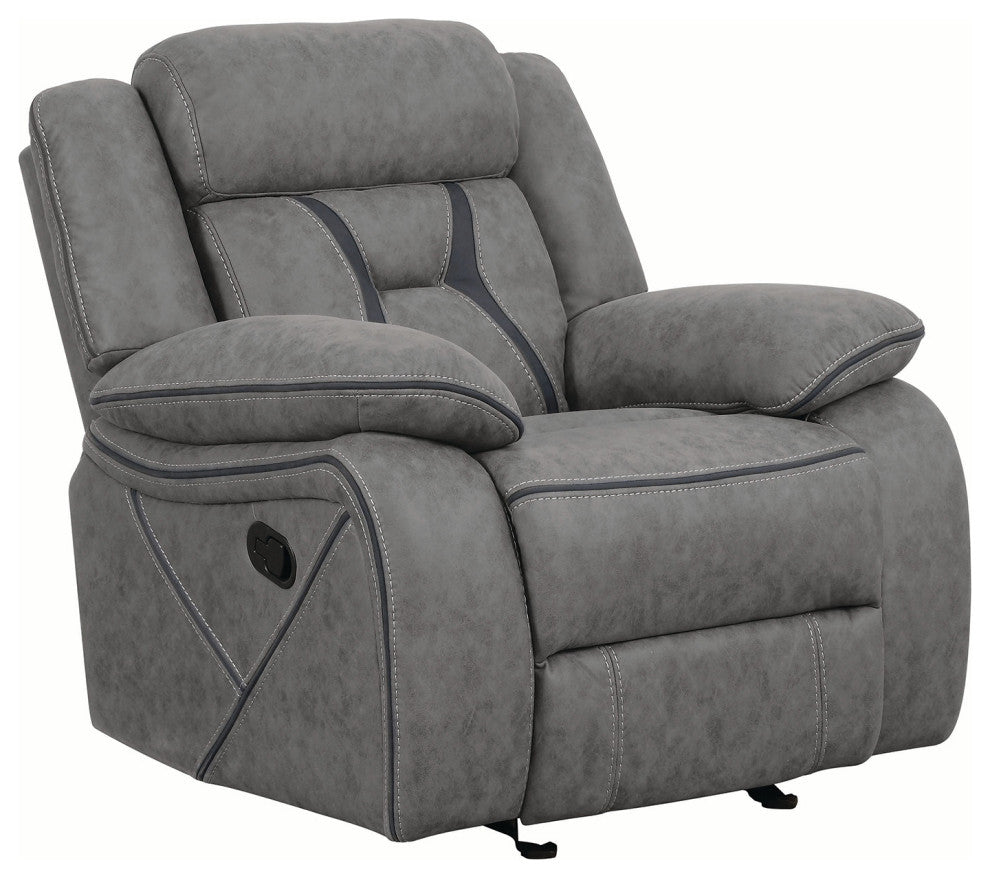 Pillow Top Arm Upholstered Motion Recliner, Gray