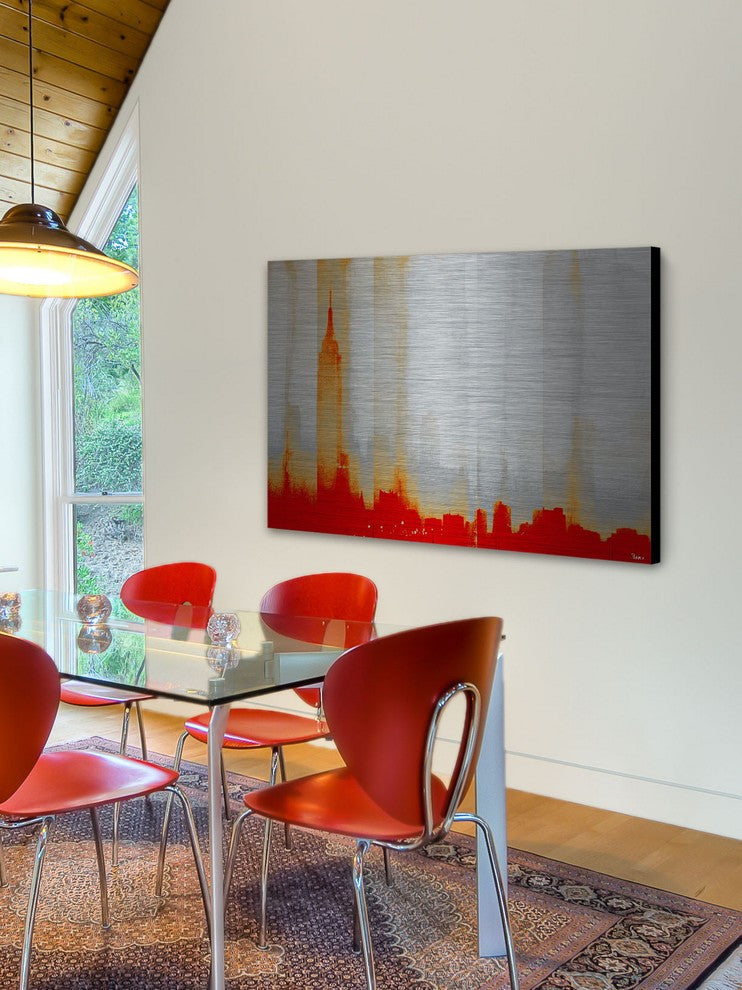 "Red New York" Print on Brushed Aluminum, 45"x30"