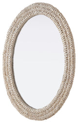Home Living Oval Cornhusk Mirror 27x36, Linen White