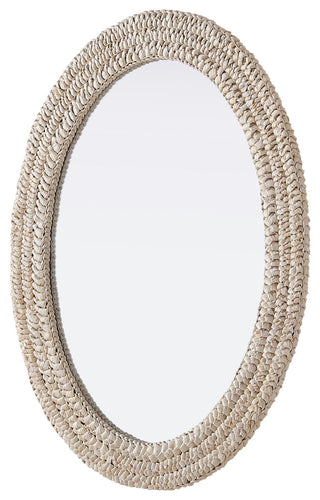 Home Living Oval Cornhusk Mirror 27x36, Linen White