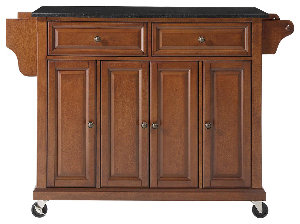 Crosley Furniture Wood/Solid Granite Kitchen Cart in Cherry/Black