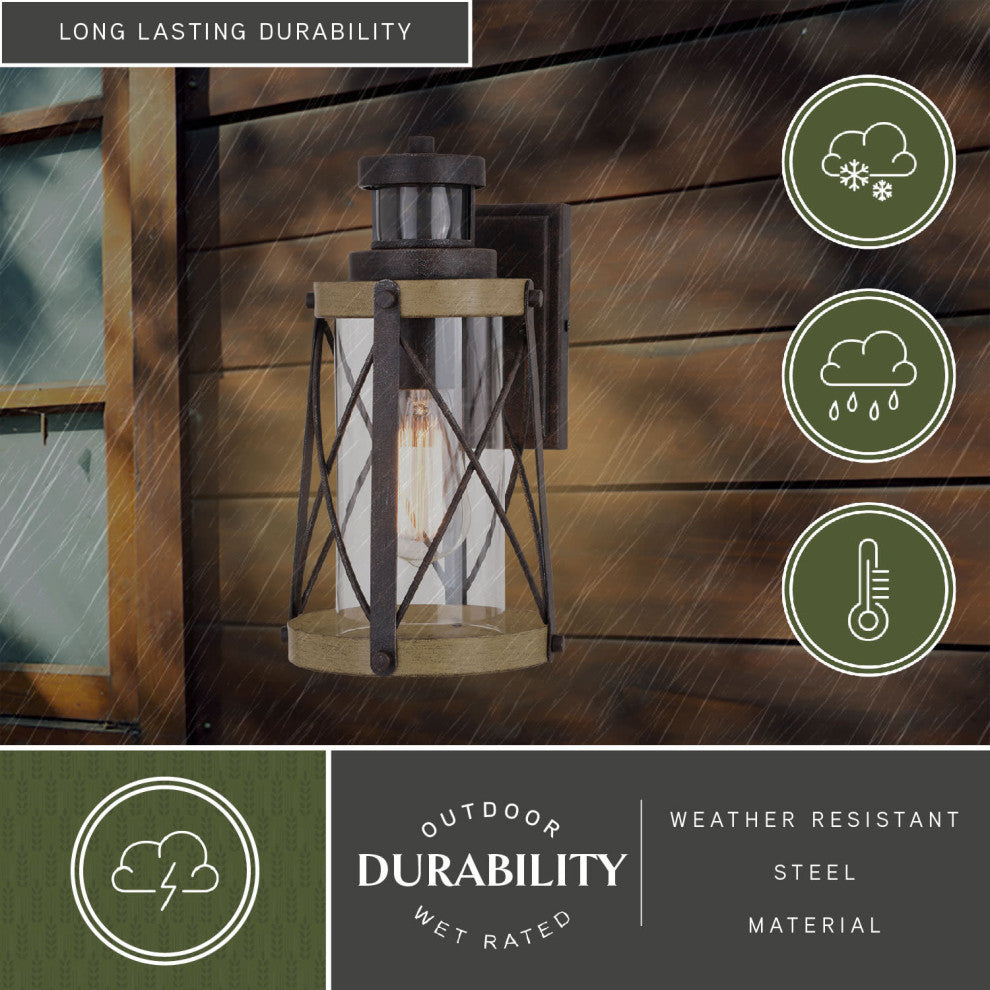 Harwood 6.5" Dualux Outdoor Wall Light Oxidized Iron and Burnished Elm