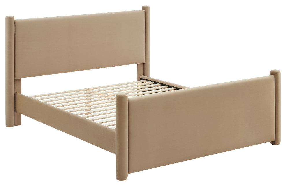 Rael Performance Velvet Full Platform Bed, Taupe
