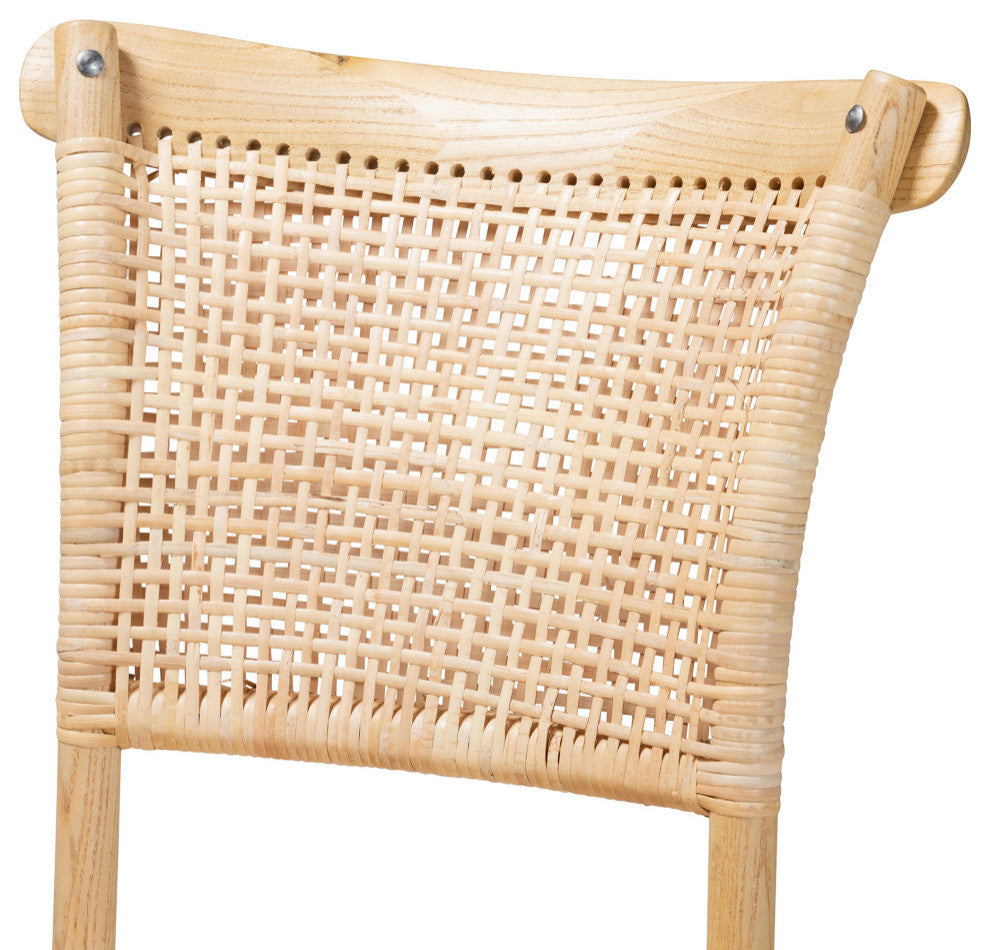 Miyoko Mid-Century 2-Piece Dining Chairs, Natural Brown