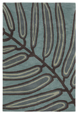 Aschera Contemporary Area Rug, Blue and Dark Brown, 5'x7'6" Rectangle
