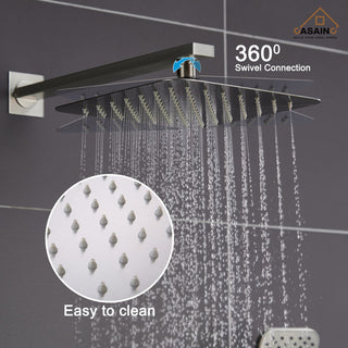 9inch Shower System Brushed Nickel Dual Head Waterfall Shower Bar System, Brushed Nickle