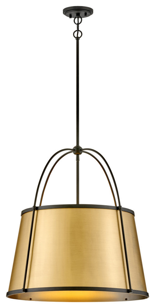 Hinkley Clarke 24.5" Medium Drum Chandelier, Lacquered Dark Brass + Black