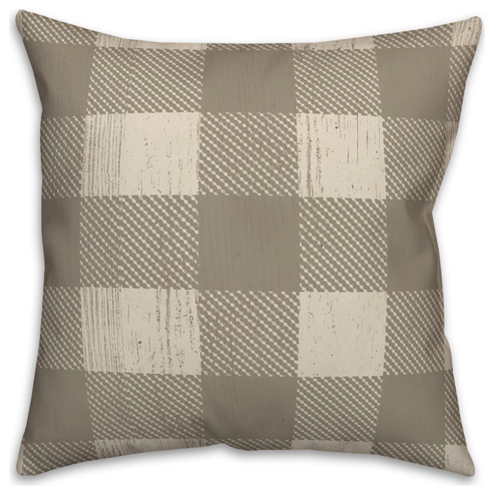 Taupe Buffalo Check 18x18 Spun Poly Pillow