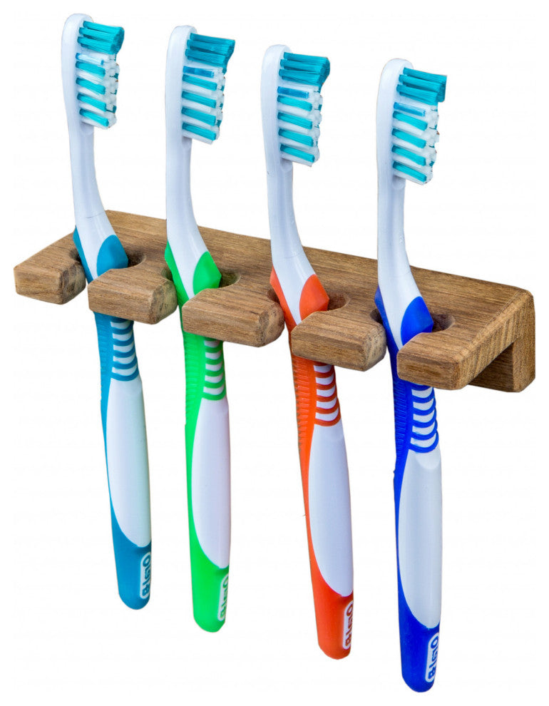 Traditional Solid Teak Wall Mount Toothbrush Holder