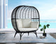 ACME Penelope Patio Lounge Chair in Cream Fabric & Black Finish