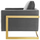 Accent Chair, Velvet, Metal, Gold Gray, Modern, Living Lounge Hospitality