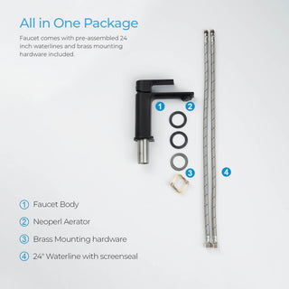 KIBI Mirage Single Handle Bathroom Faucet, Matte Black, with Drain