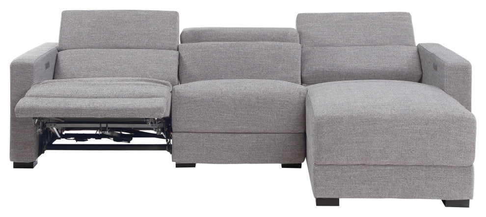 Zara Power Reclining Sectional, Light Gray