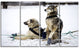 Large Sled Dogs Relaxing, Oversized Animal Wall Art, 48"x28", 4 Panels