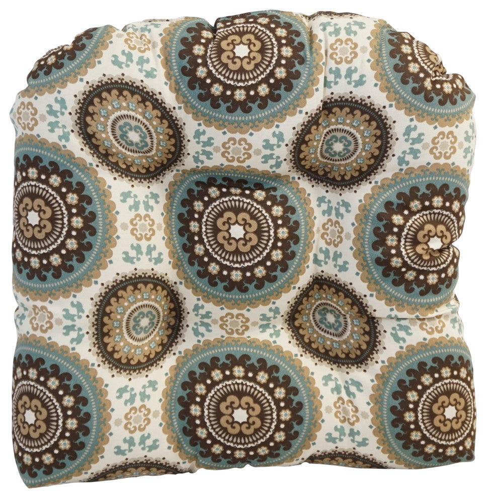19" U-Shaped Dining Chair Cushions, Set of 2, Bindis Spray