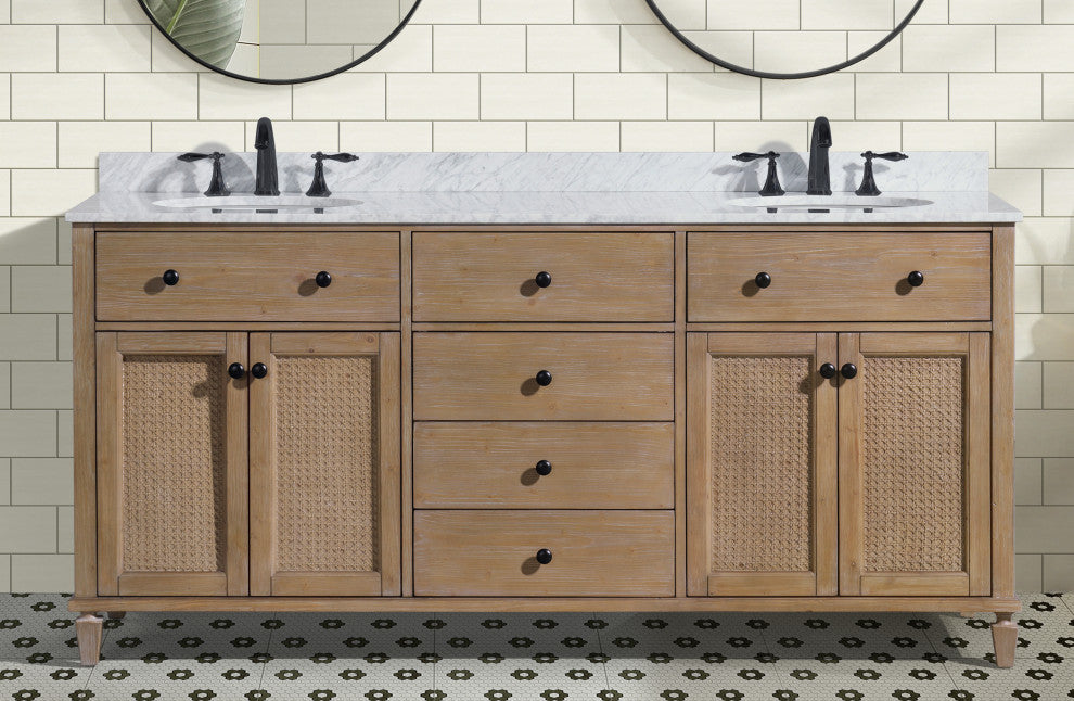 Ari Kitchen and Bath Annie 72" Double Bath Vanity Weathered Fir