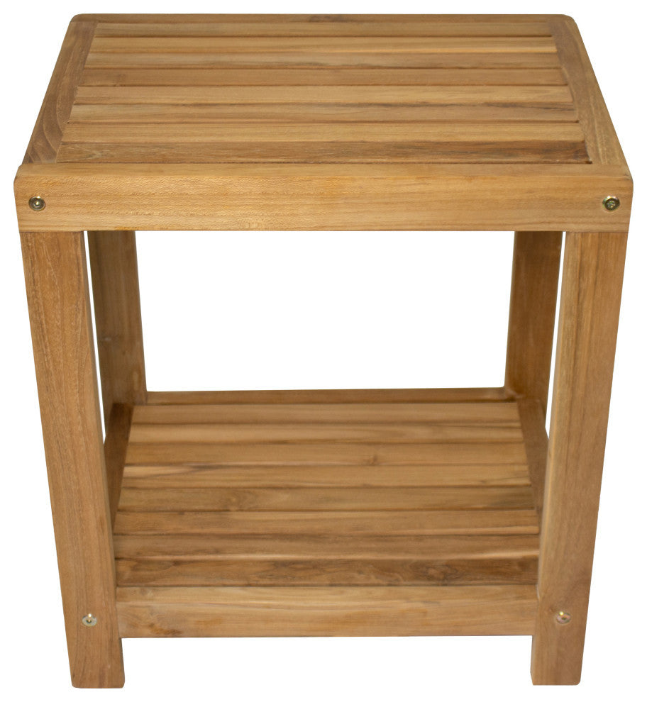 Nordic Style Natural Teak Spa Bench With Shelf "“ 18"³