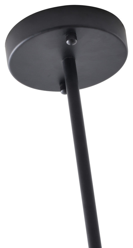 Black Metal Chandelier With Frosted Glass Shades