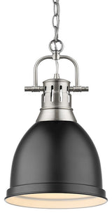 Golden Lighting Duncan Small Pendant, Pewter/Black Shade, 3602-SPW-BLK