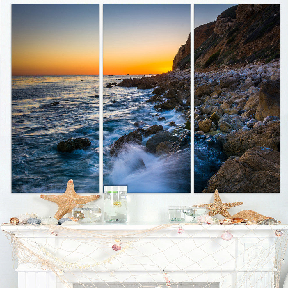 "Crashing Waves at Pelican Cove" Metal Wall Art, 3 Panels, 36"x28"