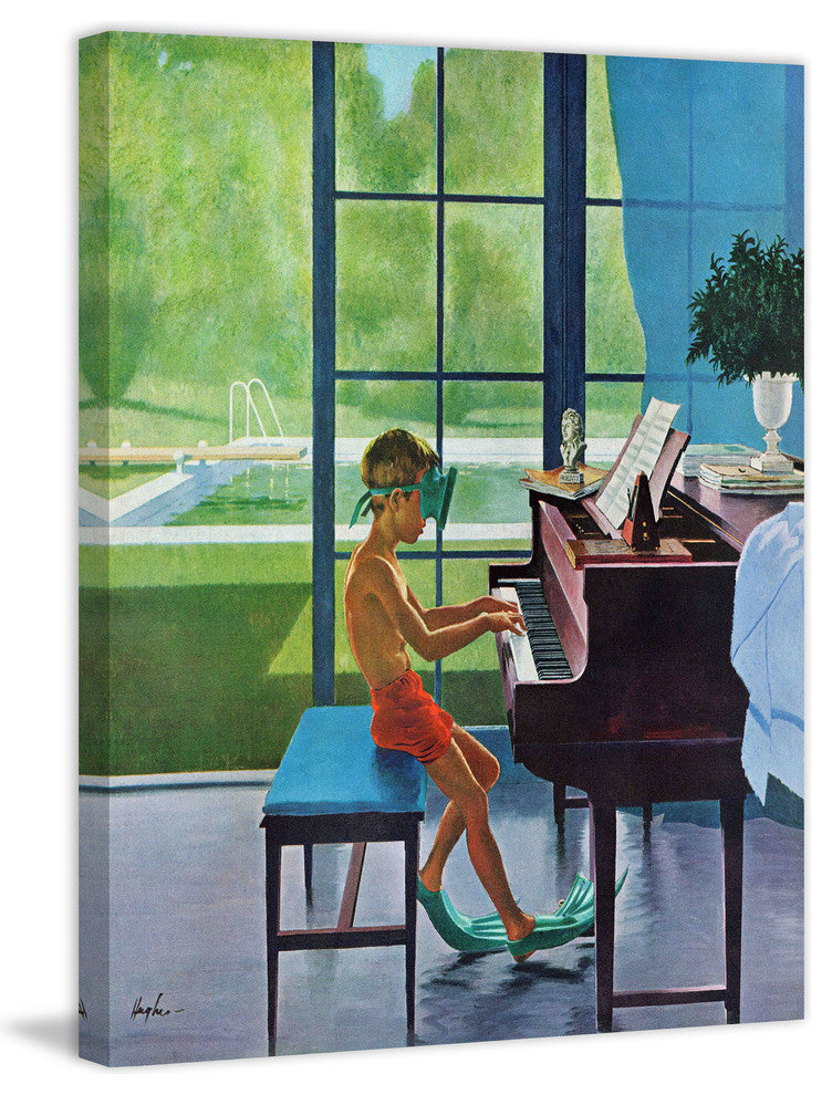 "Poolside Piano Practice" Print on Canvas by George Hughes