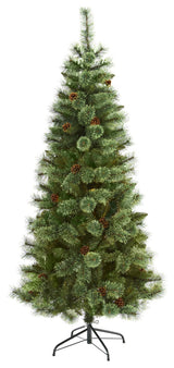 6ft. White Mountain Pine Artificial Christmas Tree with 477 Bendable Branches