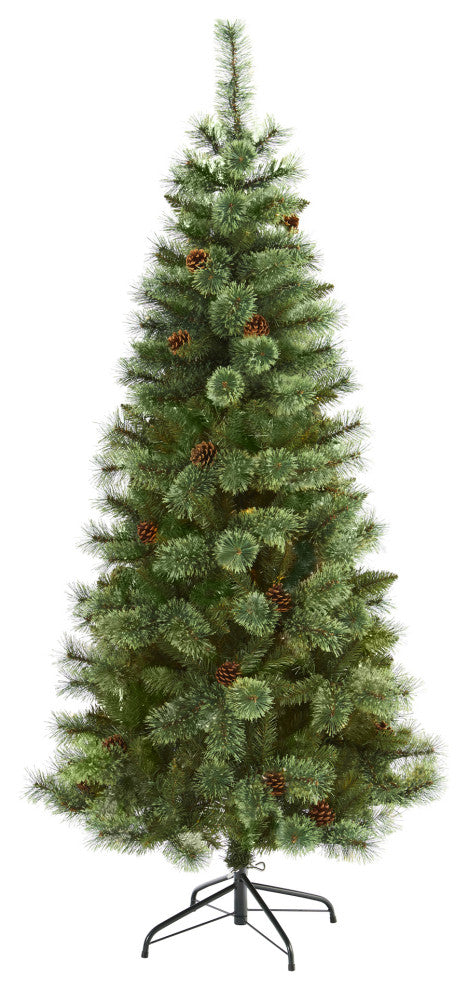 6ft. White Mountain Pine Artificial Christmas Tree with 477 Bendable Branches