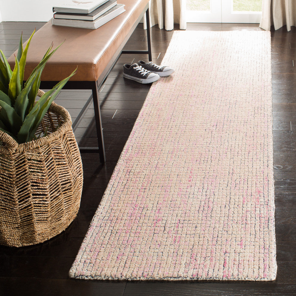 Safavieh Couture Abstract Collection, ABT473 Rug, Ivory/Pink, 2'3"x8'