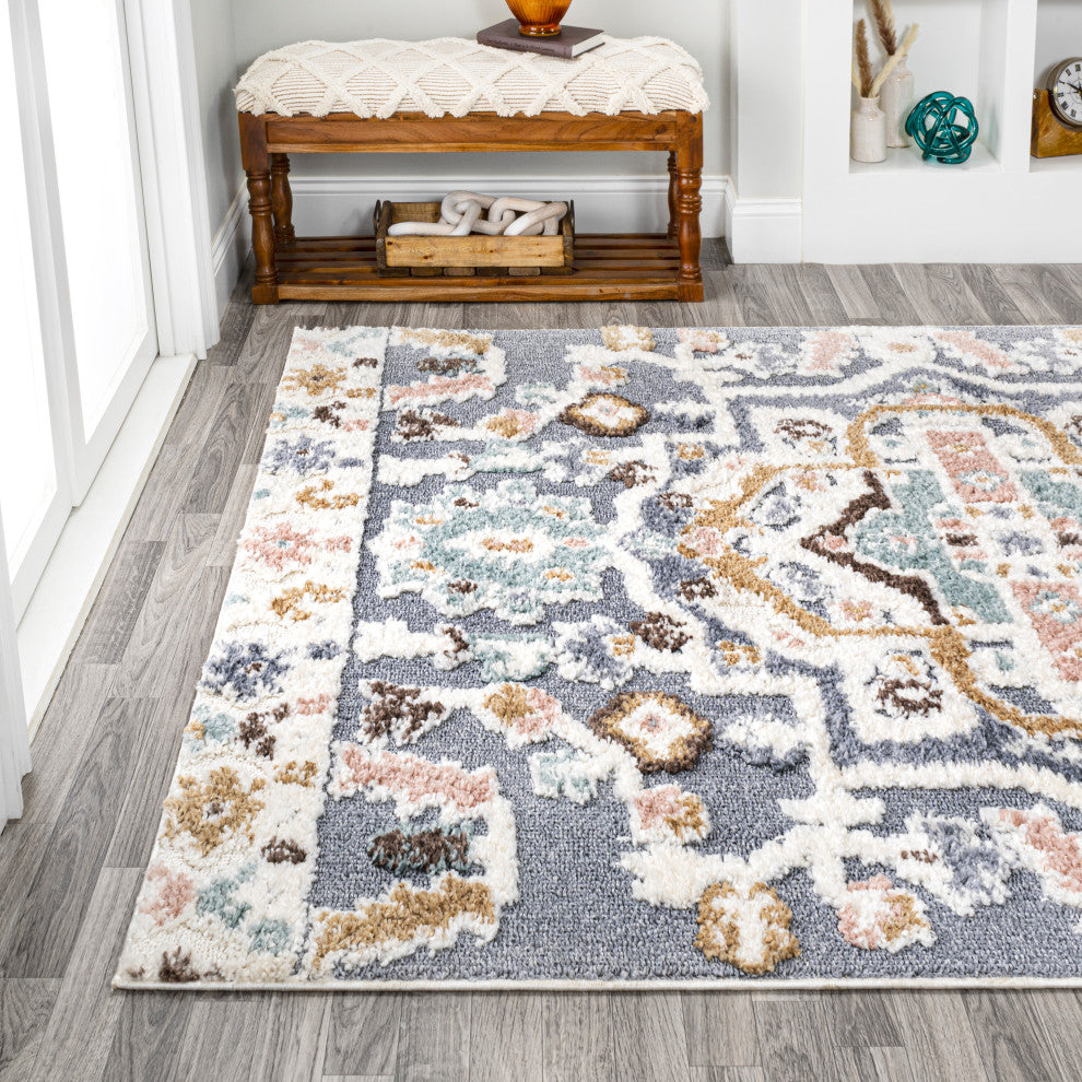 Aziza Persian Medallion High-Low Multi 5'x8' Area Rug