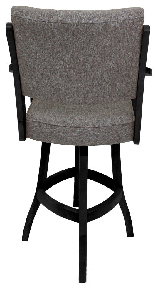 Swivel Counter Wood Bar Stool Casa on S-Base, Mojave Grey - Black, 30"