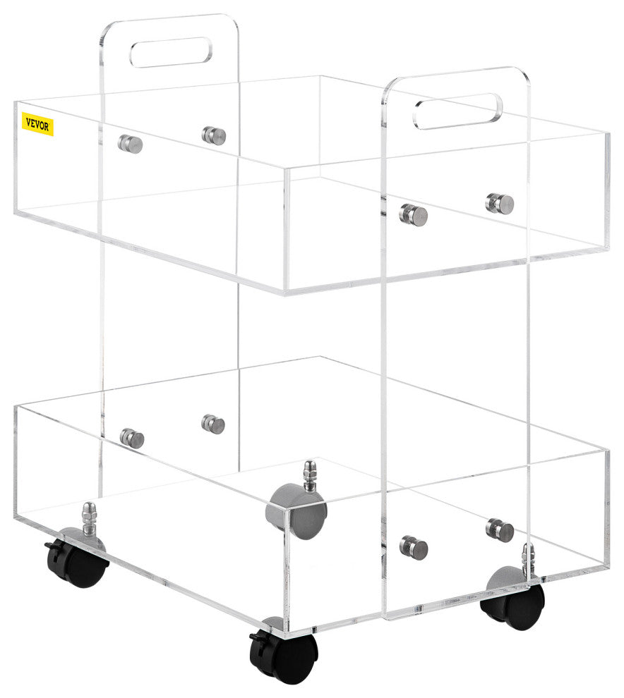 VEVOR Acrylic Serving Cart Acrylic Side Table 2 Tier 0.3 in Board Holds 66 lbs