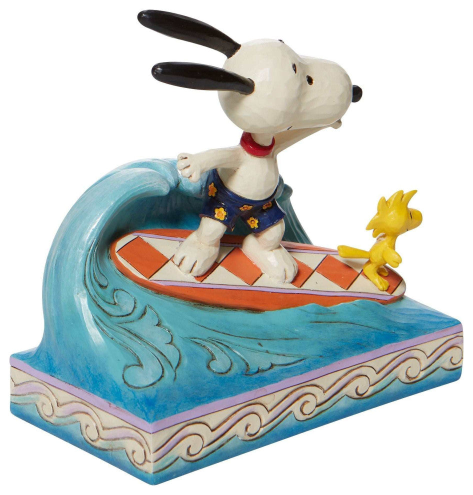 Jim Shore Cowabunga! Polyresin Snoopy Woodstock Surfing 6010114