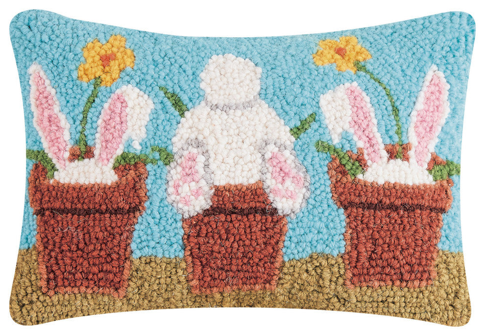 Vase Rabbits Hook Pillow