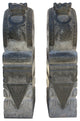 Chinese Pair Gray Black Stone Fengshui Foo Dogs Door Block Drum Statue Hcs4769