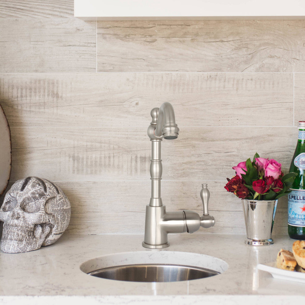 One-Handle Copper Widespread Kitchen Bar Faucet, Brushed Nickel