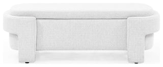 Gewnee Linen Fabric Upholstered Bench with Large Storage Space,Beige, White