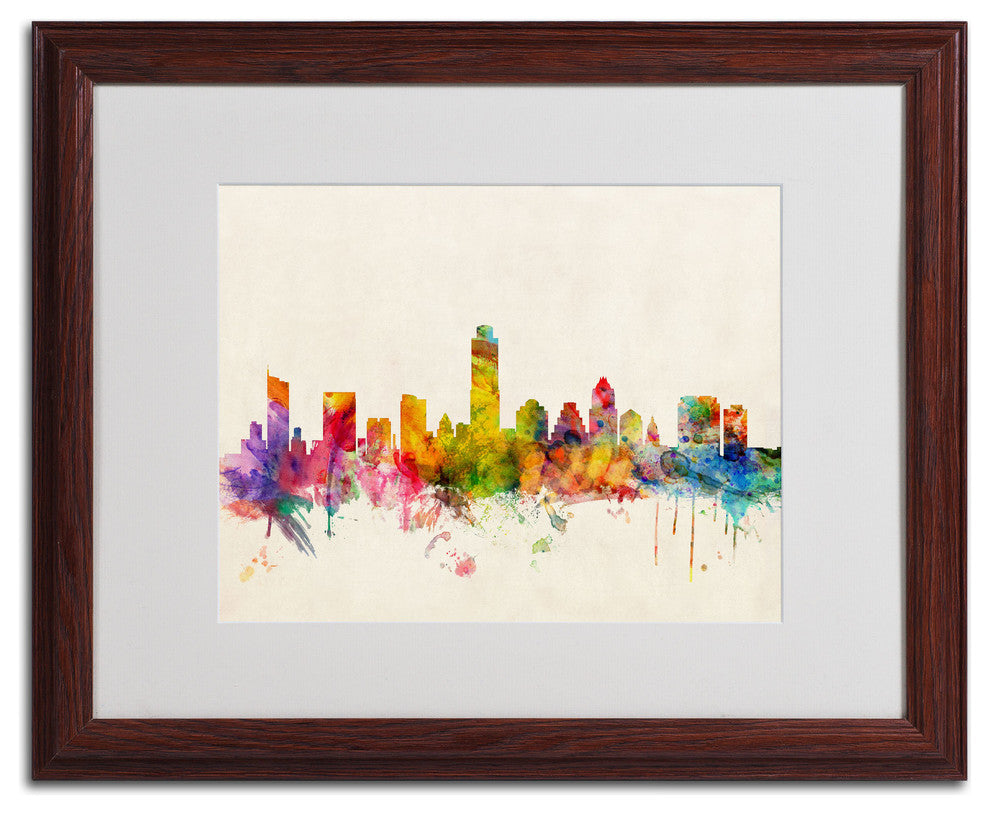 'Austin, Texas' Matted Framed Canvas Art by Michael Tompsett