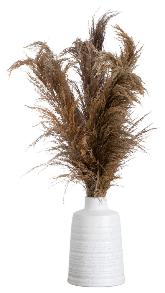 30" Dried Natural Pampas Arrangement, Ceramic Vase