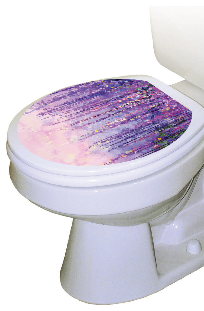 Purple Rain Toilet Tattoos Seat Cover, Vinyl Lid Decal, Bathroom Decor , Round