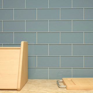 Glass Subway Tile, Gray, Sample Swatch