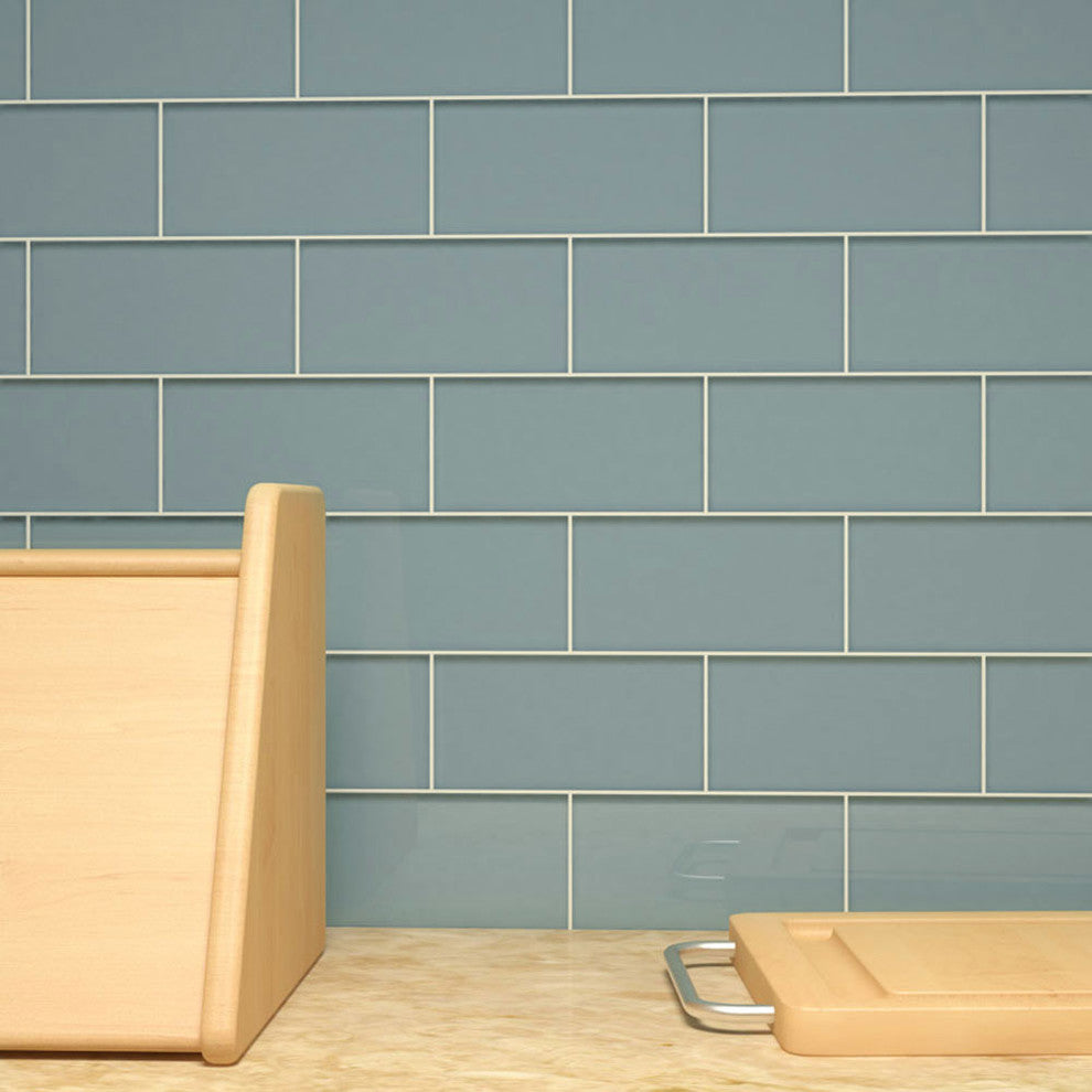 Glass Subway Tile, Gray, Sample Swatch