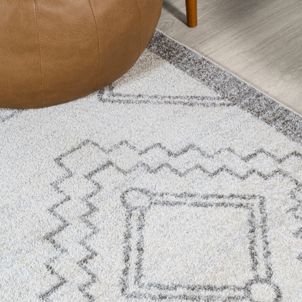 Amir Moroccan Beni Souk Rug, Cream/Gray, 2 Ft. X 20 Ft.