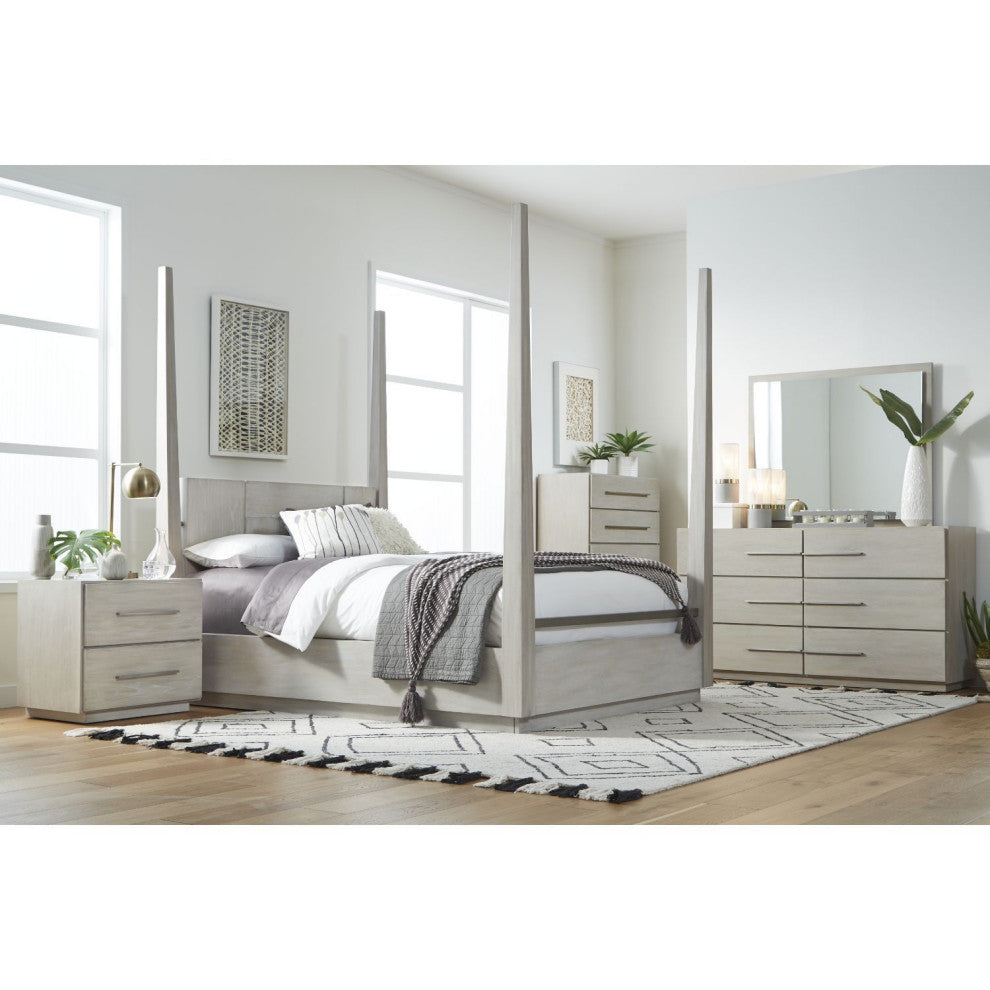 Modus Destination 5 PC Queen Poster Bed Set w Chest in Cotton Grey